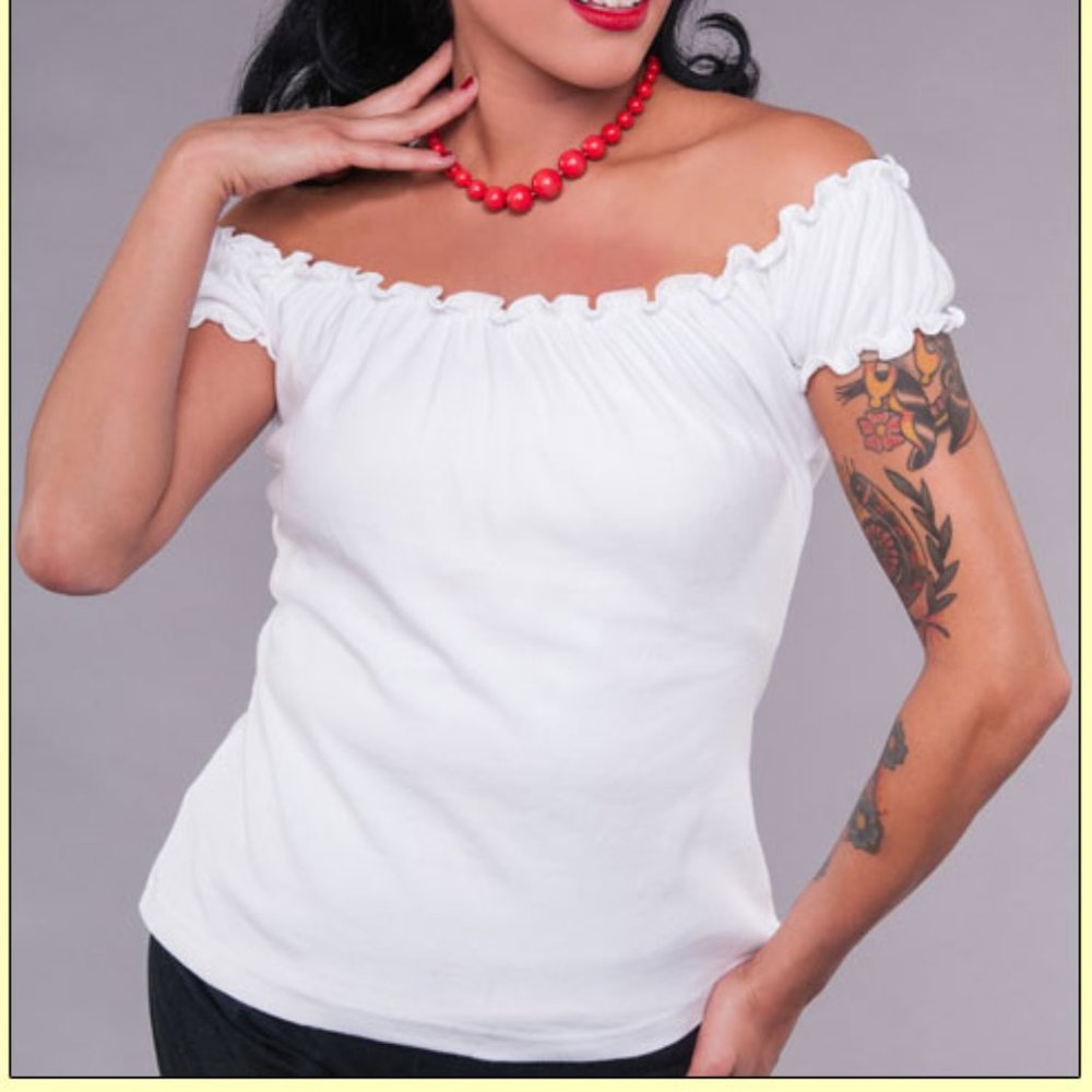 Off-Shoulder White Women's Top - Classic Summer Style
